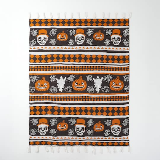 50" x 60" Jack-O'-Lantern, Ghost & Skeleton Throw Blanket by Ashland®